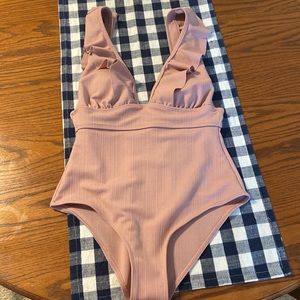 DONATED // Plunge Neck Ruffle One Piece Swimsuit